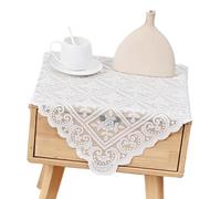 Camino de mesa hipoalergénico con ribete de encaje intrincado, tela lavable segura para alérgicos, familia sensible, brilla decoración de mesa de poliéster