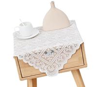 Camino de mesa hipoalergénico con ribete de encaje intrincado, tela lavable y segura para alérgicos, para familias sensibles a las alergias, camino de mesa de encaje blanco