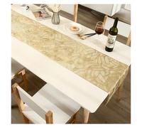 Camino de Mesa Impermeable PVC, Resistente al Aceite y Aislante del Calor, for Interiores Exteriores(Gold,150x30cm)