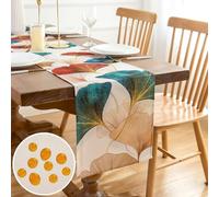 Camino de Mesa Lavable Poliéster Mantel Decorativo Camino de Mesa Azul Verde Rojo Amarillo Estilo Dorado Petróleo Ginkgo Hojas Impermeable Caminos de Mesa para Granja Interior Exterior 40x140cm