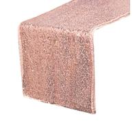 Camino de Mesa Lentejuelas, Camino de Mesa Oro Rosa Brillante de 30 x 275 cm, Decoración de Mesa para Bodas, Cumpleaños, Navidad, Baby Showers, Banquetes, Fiestas