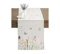 Camino de mesa Maison d' Hermine Botanical Fresh 100% algodón de Pascua para fiesta | Cena | Vacaciones | Cocina | Primavera/Verano (37 cm x 183 cm)