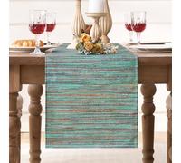 Camino de Mesa Moderno 40x140 CM Verde Rústico Manteles Bohemio Sala Resumen Arte Camino de Mesa para Cenar Mesa Fiesta Decoración Boda Lino Antiguo Camino de Mesa Viejos