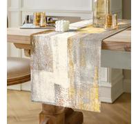 Camino de Mesa Moderno Amarillo Lino Decoracion Mesa Comedor Rústica Paño para Vacaciones de Navidad, Gran Regalo, Mesa de TV, Despedida de Soltera, Comedor en Casa, 40 x 140 cm