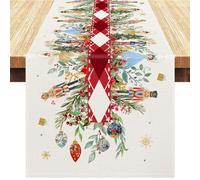 Camino de Mesa Moderno Beige 40x140 Mantel Camino de Mesa Navidad Tapete Mesa Comedor Christmas Table Decorations Arbol de Navidad Rey Princesa Pino Christmas Table Runner Decoração de Natal para Mesa