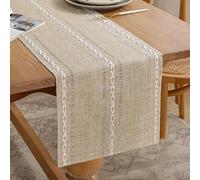 Camino de Mesa Moderno Bohemio Crema 33 x 160 cm Beige y Amarillo Macramé Decoracion Mesa para Vacaciones de Navidad, Gran Regalo, Mesa de TV, Despedida de Soltera, Comedor en Casa