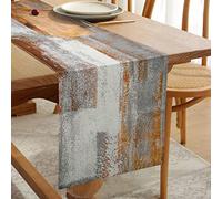 Camino de Mesa Moderno con Detalles de Lino y Algodón Marrón Gris de Doble Capa Decorativa Gruesa para Fiestas, Cenas, Vacaciones, Cocina, Banquetes, Restaurantes, Aire Libre, 33 cm x 183 cm