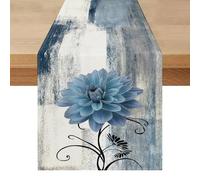 Camino de Mesa Moderno Gris Verano Exteriores 40 x 140 Estilo Campestre Flores Azul Claro Retro Lavable Centro de Mesa Decorativo para Cocina Mesas de Comedor Fiesta Otoño Interior y Exterio