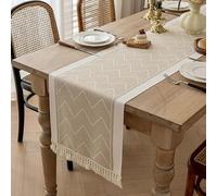 Camino de Mesa Moderno, Lavable, Antideslizante y Resistente al Calor, Cocina, Comedor, Mesa, Decoración Interior, Vacaciones, Fiesta, Decoración (35x120 cm, Beige)