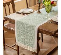 Camino de Mesa Moderno, Lavable, Antideslizante y Resistente al Calor, Cocina, Comedor, Mesa, Decoración Interior, Vacaciones, Fiesta, Decoración (35x240 cm, Verde)