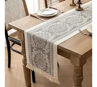 Camino de Mesa Moderno, Lavable, Antideslizante y Resistente al Calor, Cocina, Comedor, Mesa, Decoración Interior, Vacaciones, Fiesta, Decoración (35x180 cm, Gris)
