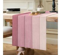 Camino de Mesa Moderno para Primavera, Moderno, Lino, Camino de Mesa Rosa, Antimanchas, Lavable, como Mantel de jardín, Exterior, para Bodas, día de San Valentín, cumpleaños, decoración, 40 x 140 cm