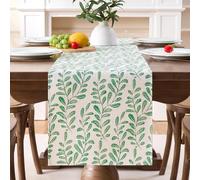 Camino de Mesa Moderno Verdes Eucalipto Rustico Centro de Mesa Decorativo Salon Pequeño Estrecho Lavable Caminos de Mesa para Boda Fiesta Hogar Cocina Mesa de Comedor Decoración 40x140 cm