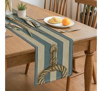 Camino de mesa náutico, patrón de peces costeros y cuerda, camino de mesa decorativo para decoración del hogar, comedor, 13 x 72 pulgadas