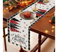 Camino de Mesa Navidad, 180 cm x 34 cm Camino de Mesa Navideño, Caminos de Mesa en Navidad de Lino, Camino de Navidad, Navideños Decoración Hogar para la Casa Natal Adorno Decoraciones