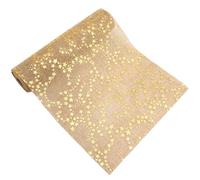 Camino de Mesa Navidad de Yute con Estrellas Doradas, Camino Mesa Navidad, Camino de Mesa Navideño Decoracion Mesa Navidad, Navidad y Adviento, decoración Festival, 28cm x 5m