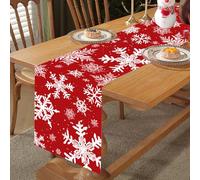 Camino de Mesa Navidad Lino, Corazón de Amor Rojo, Luvable Moderno Decoración (Copos de Nieve)