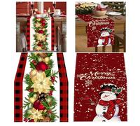 Camino de Mesa Navidad,YouXiaor Mantel para Mesa de Navidad 2Piezas Camino de Mesa Navidad Rojo Camino Mesa de Lino Rojas de Navidad y Muñeco de Nieve Camino de Mesa Navidad 183*33cm
