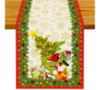 Camino de mesa navide o de lino con adornos navide os de Grinch Merry Grinchmas Camino de mesa de Grinch Mantel Navidad Navidad Invierno H