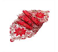 Camino de mesa navideño, mantel bordado con hojas de acebo y flor de Pascua para decoración navideña, 38 x 180 cm