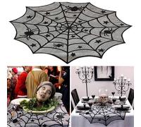 Camino de mesa negro de Halloween, mantel de telaraña de Halloween, tela decorativa de Halloween