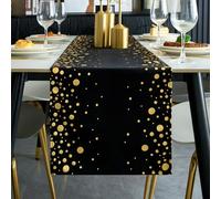 Camino de Mesa Negro y Dorado de 30 x 183 cm Decoración de Mesa de Poliéster Camino de Mesa de Comedor con Lunares Dorados Decoración de Mesa para Bodas Cumpleaños Fiestas Vacaciones Navidad