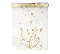 PartyDeco – Camino de Mesa Organza Arabesque Crema y Oro