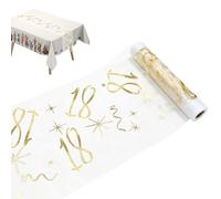 Camino de mesa para 18 cumpleaños, 28 cm x 10 m, decoración de mesa de cumpleaños, color dorado brillante, rollo de papel recortable, decoración para 18 cumpleaños, mujer y hombre, camino de mesa para
