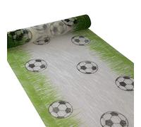 Camino de mesa para cumpleaños infantil, diseño de fútbol, color blanco y verde, rollo de 5 metros, decoración para aficionados al fútbol