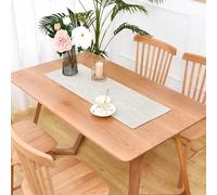 Camino de mesa pequeño de lino sintético de doble capa, 36 pulgadas, rústico, corto, beige, neutro, grueso, reversible, para uso diario, decoración de mesa de comedor, mesa de centro, 13 x 36 pulgadas