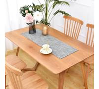 Camino de Mesa pequeño de Lino sintético de Doble Capa, 36 Pulgadas, rústico, Corto, Gris, Grueso, Reversible, para Uso Diario, decoración de Mesa de Comedor, Mesa de Centro, 13 x 36 Pulgadas