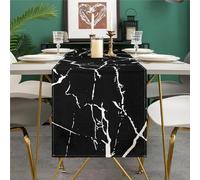 Camino de Mesa Primavera Moderno Mármol Negro Gris Textura Camino de Mesa Rústico Casa de Campo Abstracto Mesa de Centro Comedor Decorativo para Bodas Vacaciones Fiesta 40x140cm