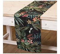 Camino de Mesa Rectangular de Terciopelo con Flores y Hojas 33x180cm
