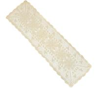 Camino de mesa rectangular Kilofly de ganchillo hecho a mano, varios tamaños, algodón, beige, 15 x 71 inch