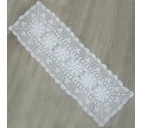 Camino de mesa rectangular Kilofly de ganchillo hecho a mano, varios tamaños, algodón, Blanco, 15 x 36 inch