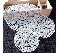 Camino de mesa redondo bordado de encaje, 4 unidades, hecho a mano, encaje blanco, posavasos de ganchillo, mantel individual para cocina, comedor, decoración atrapasueños, 30 cm