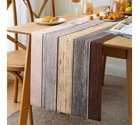 Camino de Mesa Retro Rústico de Madera Vieja Marrón de 33 X 183 cm Estilo Casa de Granja a Rayas Suministros para Fiesta de Cumpleaños, Boda, Fiesta de Bebé, Navidad (Color de Madera Degradado)