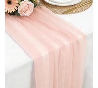 Camino de Mesa Rosa Claro de Gasa, 77 X 300 CM Tela de Tul Camino de Mesa de Gasa para Bodas Bohemias, Bautizos, Baby Showers Despedidas de Soltera O Decoració N de la Mesa de la Cocina
