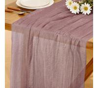 Camino de Mesa Rosa Claro Estilo Bohemio, 280 x 80 CM Lavable Rústico Bodas Camino de Mesa para Fiestas de Año Nuevo, Baby Showers, Navidad Despedidas de Soltera Decoración de Mesas de Cocina