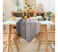 Camino de Mesa Rústico Gris Camino de Mesa Ropa para Comedor Mesa Textura Raya Rústico Viejo Tapete Campestre Boho Runner Set para Salón Cocina Mesa Fiesta Boda 33x183cm