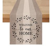 Camino de Mesa Tela Marrón y Beige, Decoración de Mesa 33 x 183 cm, Lavable, Moderno, Primavera, Verano, Vintage Decorativo para Comedor Cocina Granja Cumpleaños Bautismo