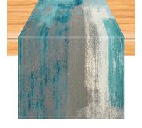 Camino de Mesa Turquesa 33 x 183 cm Caminos de Mesa Pintura de Arte Moderno Camino de Mesa Corto Decoración de Mesa Lavable para Fiestas de Navidad Bodas Vacaciones Decoración de Dumpleaños
