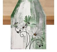 Camino de Mesa Verde Salvia Rayas Moderno Primavera Verano 33 x 183 Vintage Rústico de Granja Lavable Resistente a la Intemperie Decoración de Mesa para Bodas, Fiestas, Exterior, Cumpleaños