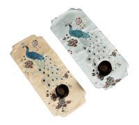 Camino de mesa versátil con elegante diseño de pavo real, juego de tapetes de cocina absorbentes de agua con tela de poliéster de alta calid