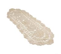 Camino de mesa vintage de encaje de ganchillo floral ovalado mantel decorativo para mesa de comedor decoración del hogar, 30 x 80 cm (beige)