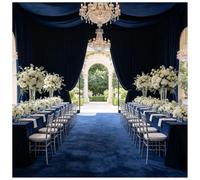 Camino de pasillo de boda con borde azul, alfombra de poliéster lavable de 140 g/m² for bodas, apertura de negocios, fondo de escenario y decoración de eventos grandes(3'3" x 82' (Rectangular))
