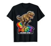 Camino del Arco Iris de Dinosaurio rugiente Orgullo en Cada Paso Camiseta