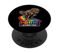 Camino del Arco Iris de Dinosaurio rugiente Orgullo en Cada Paso PopSockets PopGrip Adhesivo