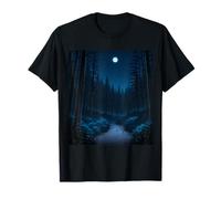 Camino del Bosque Encantado Iluminado por la Luna con Sombras errantes Camiseta