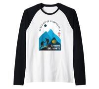 Camino del Norte Pareja Peregrinos Santiago de Compostela 2026 Camiseta Manga Raglan